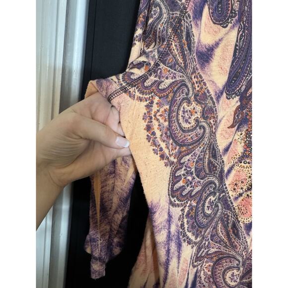 Avenue Paisley Rhinestone Top Women's‎ Y2K Whimsigoth Fairy Velvet Purple - Picture 4 of 10